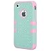 Majesticase® iPhone 4/4S Case - 3 Layers Diamante Bling Crystals Full Body Hybrid Armor Protection Cover + FREE Stylus in Green/Pink