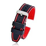 Silicone Rubber Watch Strap Sport Diver Watch Band Black Red 22mm