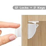 GLOUE Safety Magnetic Locks for Cabinet and Drawers Child Latches Baby Proofing Cabinets Locks (12 Locks + 2 Keys)