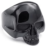 KONOV Mens Stainless Steel Ring, Gothic Alien Skull, Black