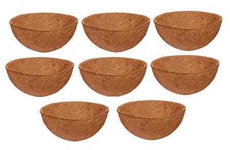 COIRGARDEN-Coco Fiber Liner - Hanging Planter POTS - Coir Liner - Basket Liner 12 INCH - 8 Pieces