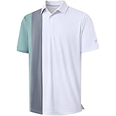 M MAELREG Mens Golf Polo Shirts Short Sleeve Dry Fit Casual Performance Moisture Wicking Color Block Polo Shirts for Men