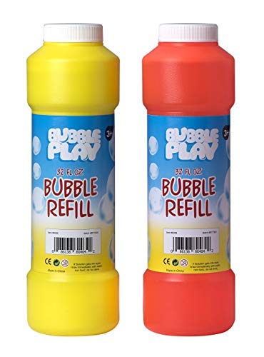 Bubble Play 64oz Bubble Refill Pack - Jumbo Supply Includes [2] 32oz Bottles of High Concentrate, Non Toxic Solution for Use w/ Kids Bubble Machine, Wands, Blowers & Other Toys - Incredible Bulk Value