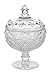 Crown-Embossed Glass Sugar/Candy Dish Bowl with Cover Lid - Transparent