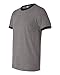 Bella 3055 Mens Jersey Short Sleeve Ringer Tee - Deep Heather & Black44; Medium