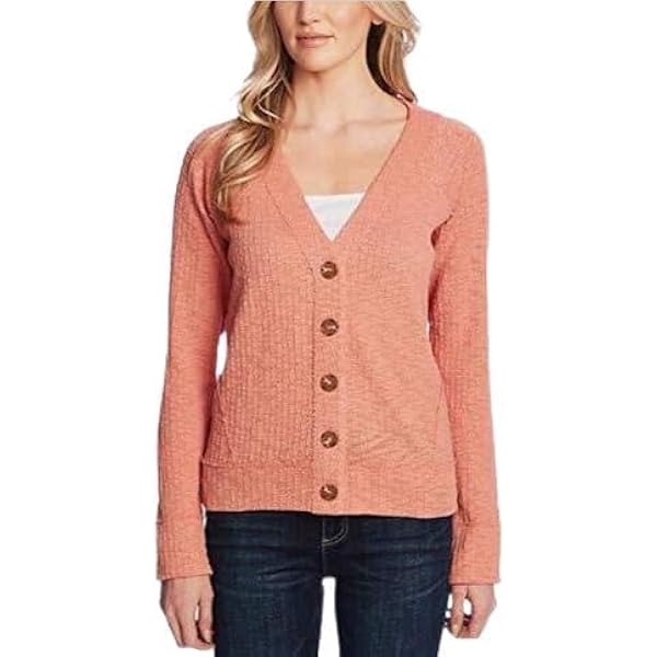 Two by Vince Camuto Women's Long Sleeve Button Up Cardigan (Peach