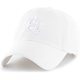 47 Brand MLB White White Primary Logo Clean Up Adjustable Baseball Cap Hat, Adult One Size Fits All
