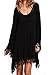 OVERMAL Women's Long Sleeve A-line Lace Stitching Trim Mini Dress (ASIA L = US 8)