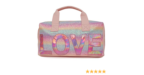pink fuzzy duffle bolsa