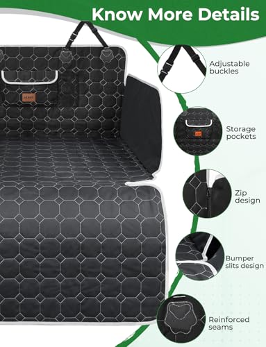 KYG Telo Auto per Cani, Telo Cane Auto Bagagliaio con Laterale e Paraurti, Antiscivolo Impermeabile Resistente ai Graffi, Universale per Bagagliaio Auto, SUV, Station Wagon, Furgoni, 200 * 105cm