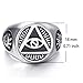 ELFASIO Men's Stainless Steel Ring Illuminati The All-Seeing-Eye illunati Pyramid/Eye Symbol Bike Size 8