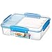 Sistema To Go Collection Snack Attack Duo Food Storage Container, 32.9 oz./1.0 L, Clear/Blue