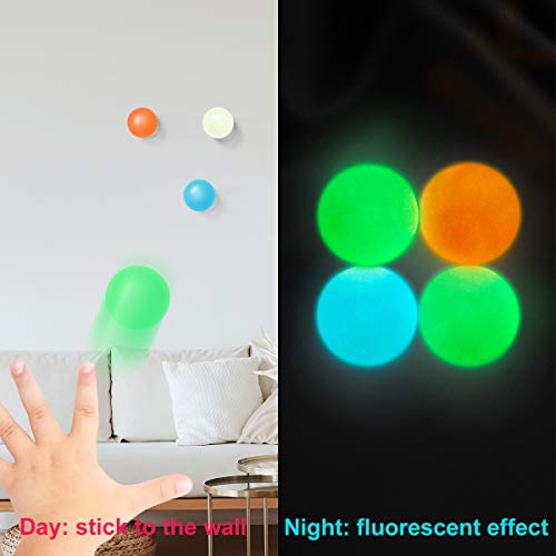 JTBYABL 4 Sticky Balls That Gets Stuck on The Roof, Glow in The Dark Throwing Vent Ceiling Balls