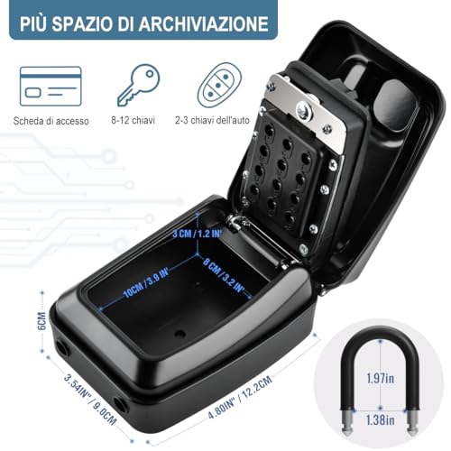 ENONEO Key Safe Large Key Safe Waterproof Key Safe with Code 12 Digit Key Box Combination for Home Factory Outdoor School