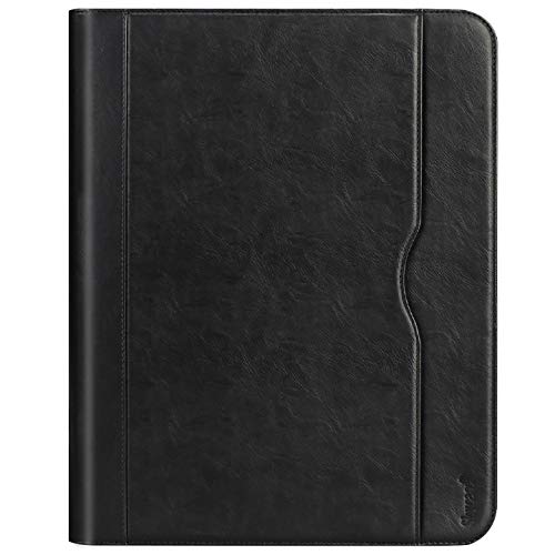 Portfolio Padfolio Case, Skycase Business Portfolio Folder, Zippered Conference Folder Document Organizer with Letter Size Clipboard, Document/Tablet Sleeve(Up to 12.9'' Tablet) and Card Holders Black
