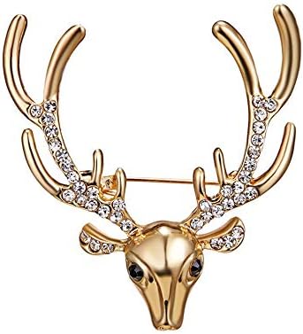 Hennta Sleek Minimalist Christmas Deer Head Rhinestone Alloy Brooch High-End Wild Animal Brooch Christmas Decorations Ornaments Gifts