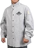 MCR Safety 38030MWXL 30-Inch Memphis Split Cow Leather Welding Jacket, Gray, X-Large