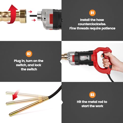 Anbull Electric Concrete Vibrator 4 m, 1800 W Vibrating Needle For Concrete, 5500 rpm, 0.9 mm Amplitude, Concrete Vibrator