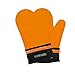 Detachable Silicone Oven Mitt - Oven Mitts with Quilted Cotton Lining -1 Pair of Professional Heat Resistant Potholder Gloves - Washable - Orange