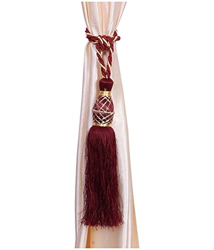 Home Desirica Set of 6 Pcs Maroon Color Beautiful Curtain Tie Backs (Tassels) Curtain Holder