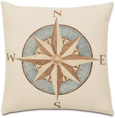 JGArtStore Cotton Linen Square Throw Pillow Case Cushion Cover Throw Pillow Shell Pillowcase for Sofa Nautical Compass Image 18 X 18