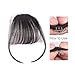VIOLET Clip in Air Bangs 100% Remy Human Hair with Temples Hand Tied Thin Air Bangs Mini Human Hair Bangs Clip On Hairpiece Flat Fringe Bangs for Women(Black)