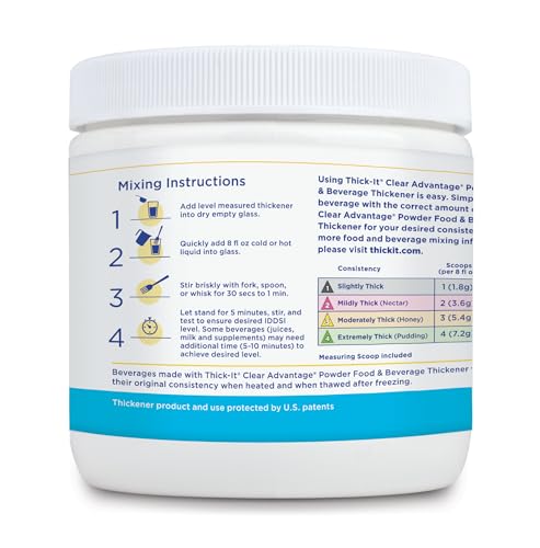 THICK-IT CLEAR ADVANTAGE FOOD & BEVERAGE THICKENER POWDER FOR DYSPHAGIA | FLAVORLESS | STABLE CONSISTENCY | 7.24 OZ JAR