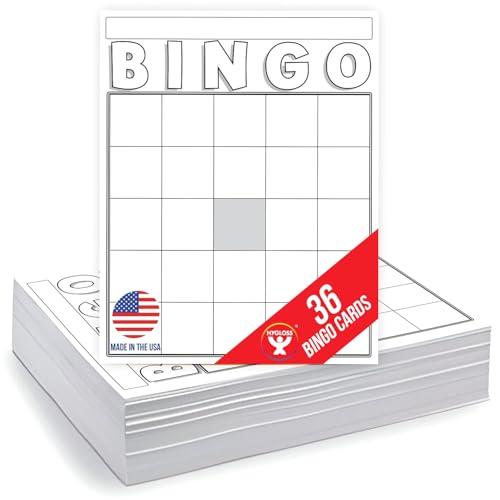 Hygloss Products Blank Bingo Cards To Write On - 36-Pack White - Large Size Bin…