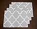 Set of 4 - Grey & White Trellis Placemats Topper Table Mat
