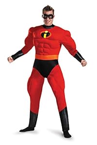 Disguise Men's Plus Size Mr. Incredible Deluxe Muscle Adult Costume, red, XXL (50-52)