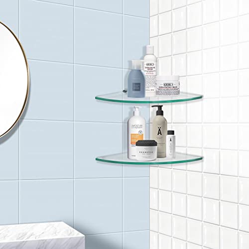 Bathroom Shelves,Glass Corner Shelf Glass Shower Shelf Wall Mounted
