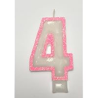 Wasiwax No (4) Birthday Candle - PINK GLITTER - Browse our store and choose other numbers