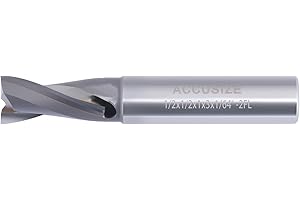 Accusize Industrial Tools 1/2'' x 1/2'' x 1'' x 3'' (Mill x Shank x Loc x Oal) 2 Flute Carbide Tipped End Mill, 1/64'' Coner 