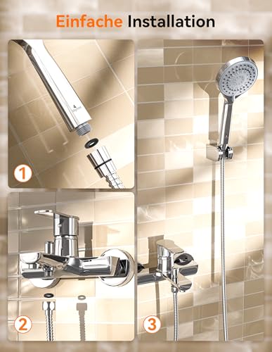 Magichome Shower Head with Hose 59 Inch High Pressure Shower Head 5 Jet Types Hand Shower Head Water-Saving Large Economy Shower Head