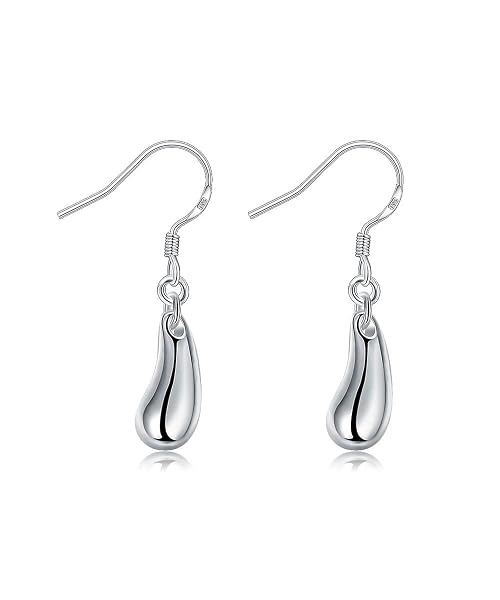 Tivleed Elegant Teardrop Dangle Earrings for Women - Shimmering Silver-Toned Drop Earrings with Secure Hook Clasps