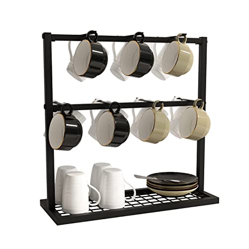OROPY Coffee Mug Holder Stand, 2 Tier Countertop Mug Tree Holder Rack