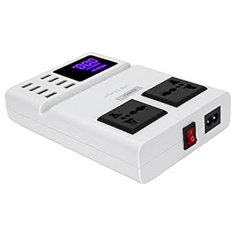 8 Port USB Charger - Charging Hub - Two 3 Pin Socket, Quick & Easy to Carry with Real Time Monitoring Current Voltage