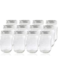 Ball Glass Mason Jar with Lid and Band, Regular Mouth, 12 Jars