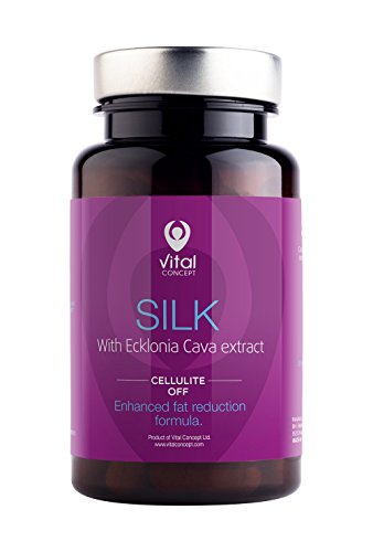 SILK - Cellulite OFF pill, with Ecklonia Cava extract. Natural enhanced fat reduction formula tablets, smoothens uneven skin. Improves legs blood circulation. 60 Veggie Capsules, GMO and gluten free