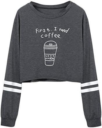 Women Tops, QinMM Women Long Sleeve Round Neck Letter Print Casual Loose Sweatshirt Pullover (L, Gray)