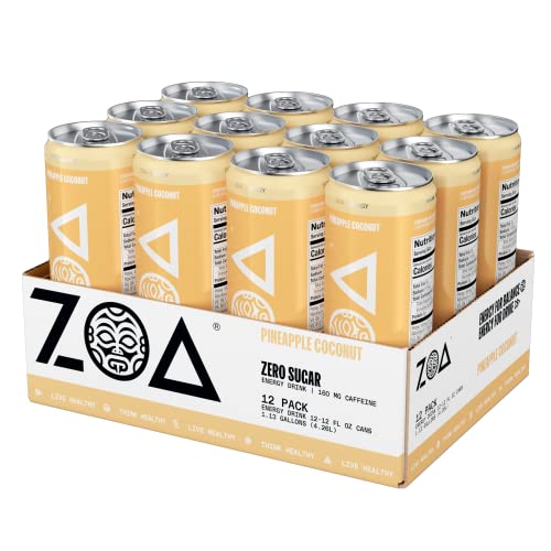 ZOA Zero Sugar Energy Drinks Pineapple Coconut Healthy Energy
