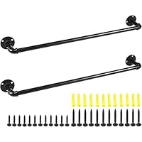 TheTimeBus 2-Pack 28" Cast Iron Industrial Pipe Towel Bars Set (Black)