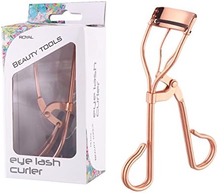 LOAVER Eyelash Curlers With Refill Pad Stainless Steel Compact Travel Eyelash Curler Rose Gold Makeup Accessory for Women Girls