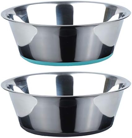 PEGGY11 No Spill Non-Skid Stainless Steel Deep Dog Bowls
