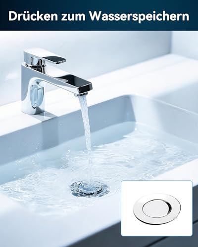 Magichome Pop Up Sink Plug Stainless Steel for 34-45mm Drain Holes | Drain plug stainless steel plug sink anti-clogging sink plug with drain strainer, plug for sinks