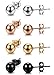 FUNRUN JEWELRY 4 Pairs Stainless Steel Ball Stud Earrings for Women Men Round Ball 8mm 4 Colors