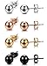 FUNRUN JEWELRY 4 Pairs Stainless Steel Ball Stud Earrings for Women Men...