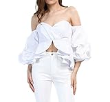 AOMEI Off Shoulder Sexy Ruffles Peplum Tops for Women Blouse Shirts Crop Top