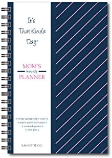 Mom's Planner- Monthly/Weekly Undated Pages, Agenda, to-Do's, Meal Plan, Goals, Time Management by Kahootie Co (Navy Stripe Soft Cover)