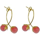 JDONL Cute Fruit Earrings for Women Funny Creative Resin Cherry Stud Earrings Unique Jewelry